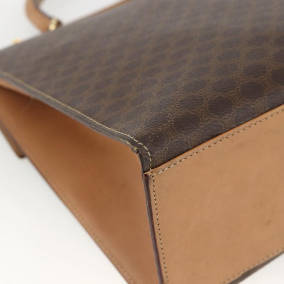 CELINE Macadam Canvas Hand Bag PVC Leather Brown Gold Auth 174092A