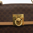 CELINE Macadam Canvas Hand Bag PVC Leather Brown Gold Auth 174092A-20