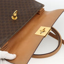 CELINE Macadam Canvas Hand Bag PVC Leather Brown Gold Auth 174092A-10