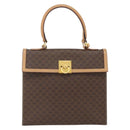 CELINE Macadam Canvas Hand Bag PVC Leather Brown Gold Auth 174092A-13
