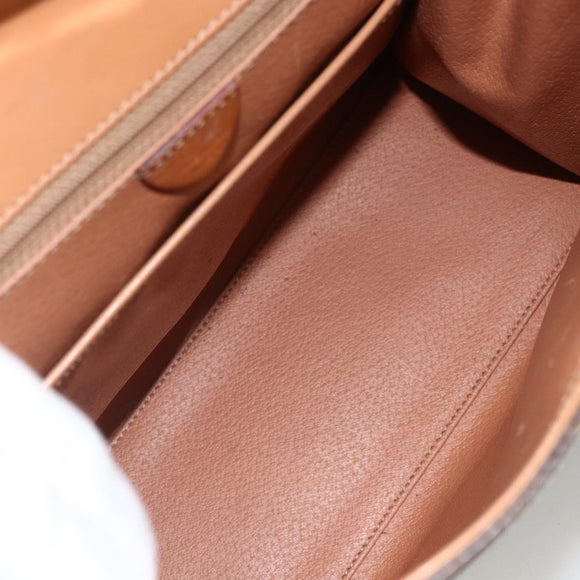 CELINE Macadam Canvas Hand Bag PVC Leather Brown Gold Auth 174092A