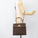 CELINE Macadam Canvas Hand Bag PVC Leather Brown Gold Auth 174092A-26