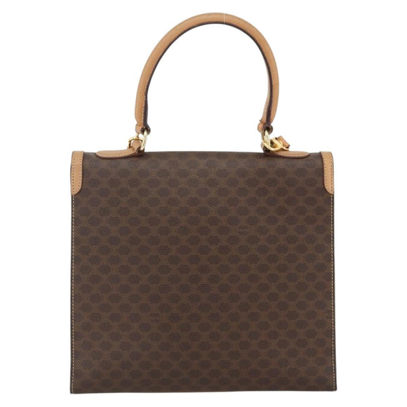 CELINE Macadam Canvas Hand Bag PVC Leather Brown Gold Auth 174092A