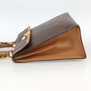 CELINE Macadam Canvas Hand Bag PVC Leather Brown Gold Auth 174092A-3