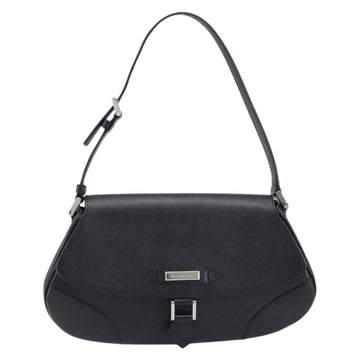 BURBERRY Shoulder Bag Leather Black Silver Auth 174095A - 0