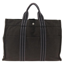 HERMES Fourre Tout MM Tote Bag Canvas Black Auth 174096 - 0