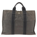 HERMES Fourre Tout MM Tote Bag Canvas Gray Auth 174097-13