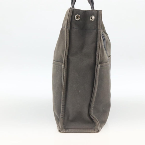 HERMES Fourre Tout MM Tote Bag Canvas Gray Auth 174097