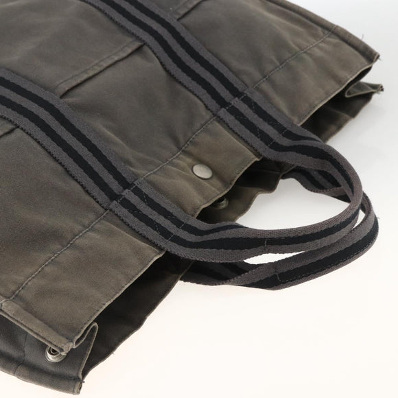 HERMES Fourre Tout MM Tote Bag Canvas Gray Auth 174097
