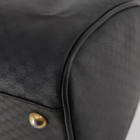 GUCCI Micro GG Canvas Boston Bag Black Gold Auth 174104