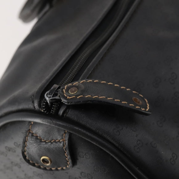 GUCCI Micro GG Canvas Boston Bag Black Gold Auth 174104