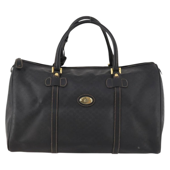 GUCCI Micro GG Canvas Boston Bag Black Gold Auth 174104