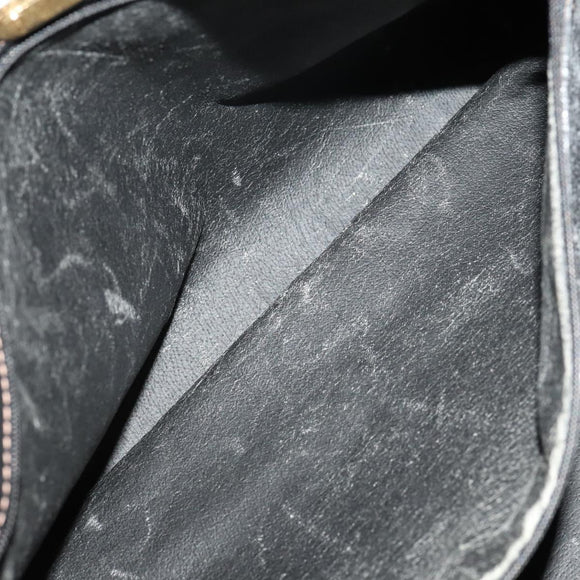 GUCCI Micro GG Canvas Boston Bag Black Gold Auth 174104