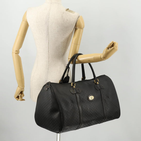 GUCCI Micro GG Canvas Boston Bag Black Gold Auth 174104