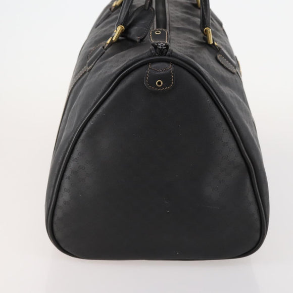 GUCCI Micro GG Canvas Boston Bag Black Gold Auth 174104