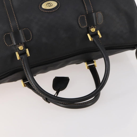GUCCI Micro GG Canvas Boston Bag Black Gold Auth 174104