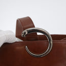 CARTIER Shoulder Bag Leather Brown Silver Auth 174111-14