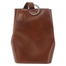 CARTIER Shoulder Bag Leather Brown Silver Auth 174111-2