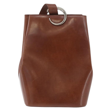 CARTIER Shoulder Bag Leather Brown Silver Auth 174111 - 0