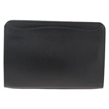 BURBERRY Clutch Bag Leather Black Gold Auth 174120 - 0