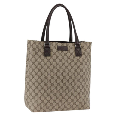 GUCCI GG Supreme Tote Bag PVC Beige Silver 131220 Auth 174122
