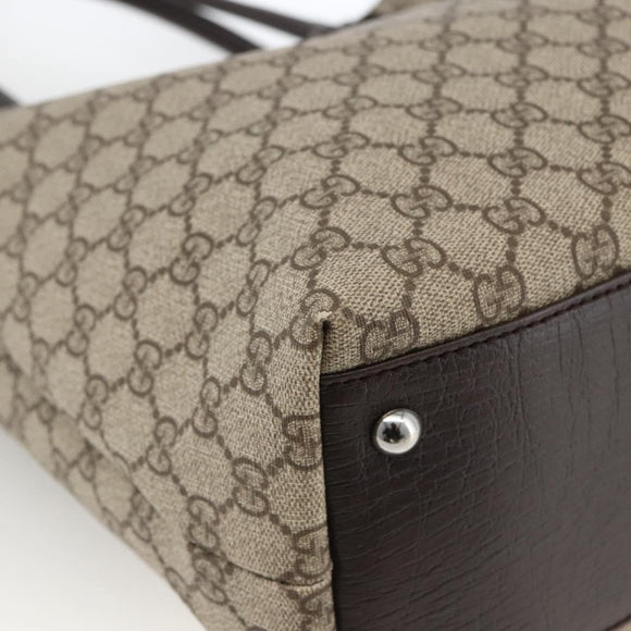 GUCCI GG Supreme Tote Bag PVC Beige Silver 131220 Auth 174122
