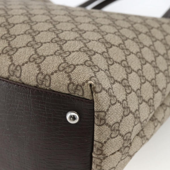 GUCCI GG Supreme Tote Bag PVC Beige Silver 131220 Auth 174122