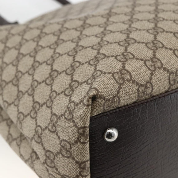 GUCCI GG Supreme Tote Bag PVC Beige Silver 131220 Auth 174122