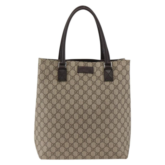 GUCCI GG Supreme Tote Bag PVC Beige Silver 131220 Auth 174122