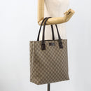 GUCCI GG Supreme Tote Bag PVC Beige Silver 131220 Auth 174122-22