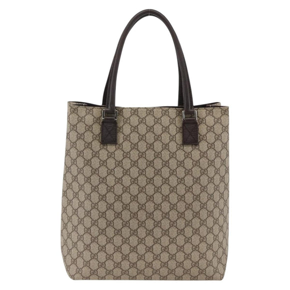GUCCI GG Supreme Tote Bag PVC Beige Silver 131220 Auth 174122