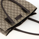 GUCCI GG Supreme Tote Bag PVC Beige Silver 131220 Auth 174122-6