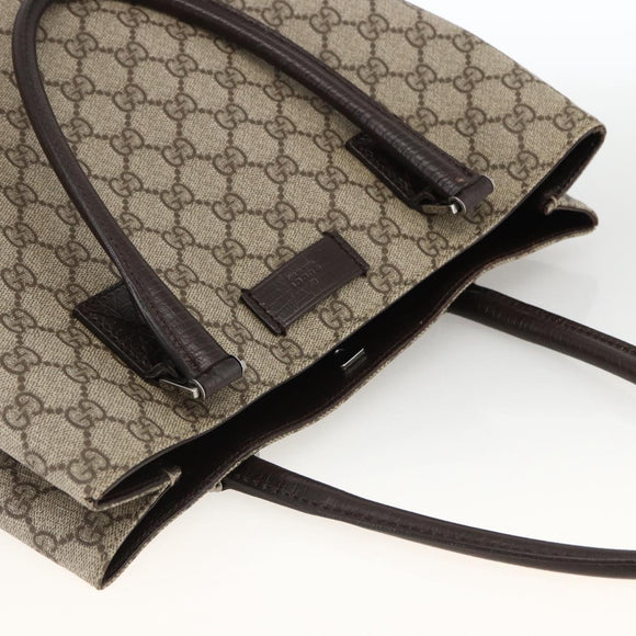 GUCCI GG Supreme Tote Bag PVC Beige Silver 131220 Auth 174122
