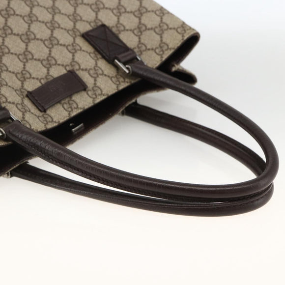 GUCCI GG Supreme Tote Bag PVC Beige Silver 131220 Auth 174122