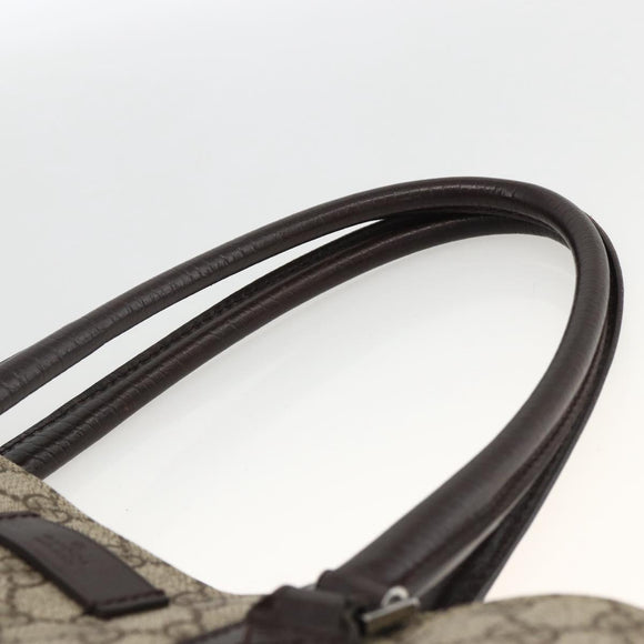 GUCCI GG Supreme Tote Bag PVC Beige Silver 131220 Auth 174122