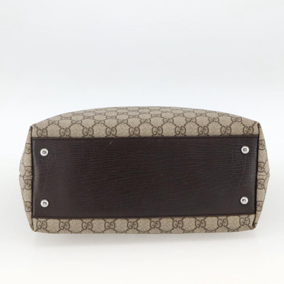 GUCCI GG Supreme Tote Bag PVC Beige Silver 131220 Auth 174122