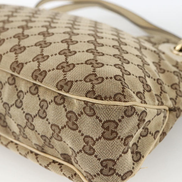 GUCCI GG Canvas Hand Bag Beige Gold 121023 Auth 174123