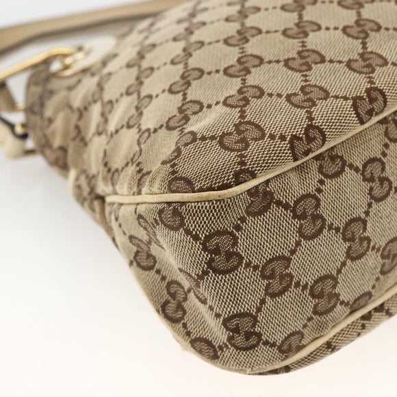 GUCCI GG Canvas Hand Bag Beige Gold 121023 Auth 174123