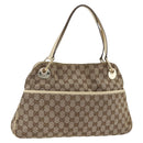 GUCCI GG Canvas Hand Bag Beige Gold 121023 Auth 174123-1