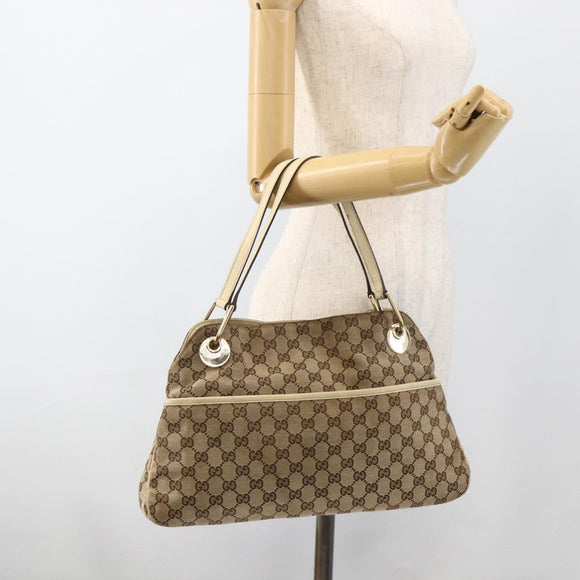 GUCCI GG Canvas Hand Bag Beige Gold 121023 Auth 174123