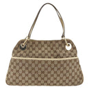 GUCCI GG Canvas Hand Bag Beige Gold 121023 Auth 174123-13