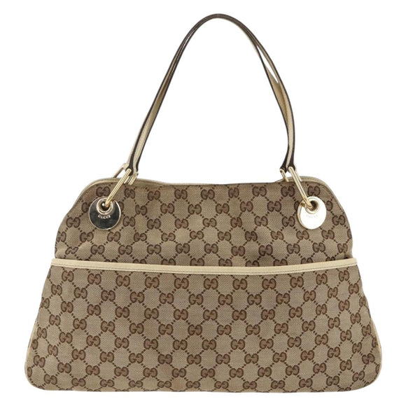 GUCCI GG Canvas Hand Bag Beige Gold 121023 Auth 174123