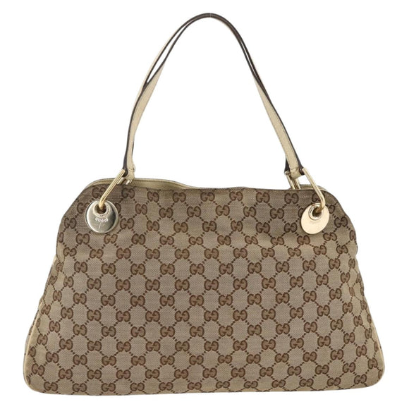 GUCCI GG Canvas Hand Bag Beige Gold 121023 Auth 174123