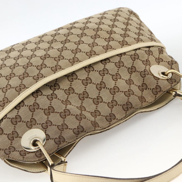 GUCCI GG Canvas Hand Bag Beige Gold 121023 Auth 174123