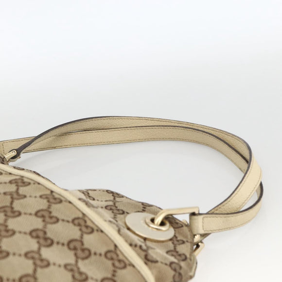 GUCCI GG Canvas Hand Bag Beige Gold 121023 Auth 174123