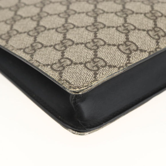 GUCCI GG Supreme Clutch Bag PVC Beige Silver 433665 Auth 174135A