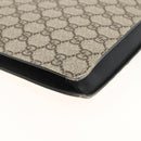 GUCCI GG Supreme Clutch Bag PVC Beige Silver 433665 Auth 174135A-17