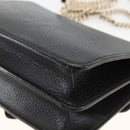 GUCCI Chain Shoulder Bag Leather Black Gold 510304 Auth 174140-15