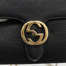 GUCCI Chain Shoulder Bag Leather Black Gold 510304 Auth 174140-17