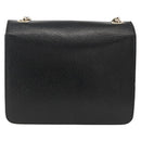 GUCCI Chain Shoulder Bag Leather Black Gold 510304 Auth 174140-2